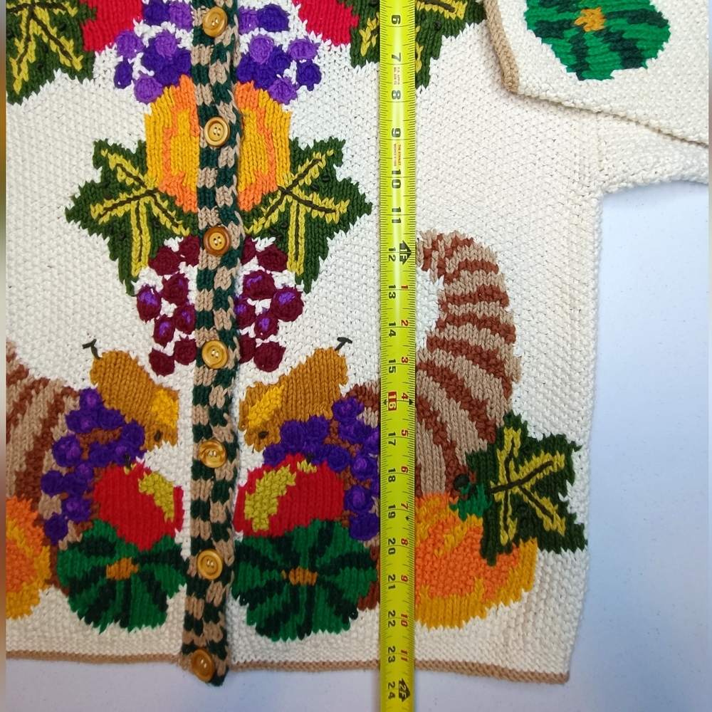 Raphels Vintage Grandma Fruits & Veggies Knit Cardigan Sweater M - Picture 12 of 16